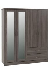 Seconique Lisbon 4 Door Wardrobe in Charcoal - thumbnail 1