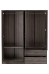 Seconique Lisbon 4 Door Wardrobe in Charcoal - thumbnail 3