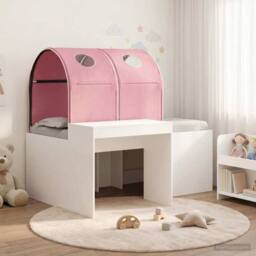 Berkfield Home Bed with Tunnel 3 pcs Artisian Oak & Pink Engineered Wood in Brown