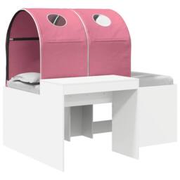 Berkfield Home Bed with Tunnel 3 pcs Artisian Oak & Pink Engineered Wood in Brown - thumbnail 2