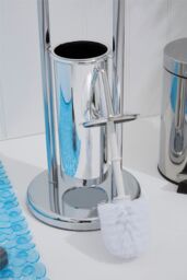 Orsina Unique Chrome Bathroom Set, Toilet Brush & Roll Large Holder, Toilet Roll Stand With Integrated Loo Brush in Silver - thumbnail 3