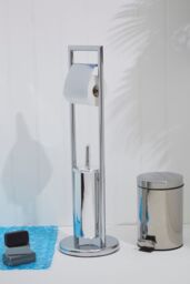 Orsina Unique Chrome Bathroom Set, Toilet Brush & Roll Large Holder, Toilet Roll Stand With Integrated Loo Brush in Silver - thumbnail 5