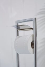 Orsina Unique Chrome Bathroom Set, Toilet Brush & Roll Large Holder, Toilet Roll Stand With Integrated Loo Brush in Silver - thumbnail 2