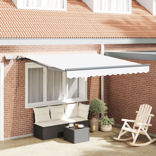 Berkfield Home Manual Retractable Awning with LED White 350x250 cm - image 1