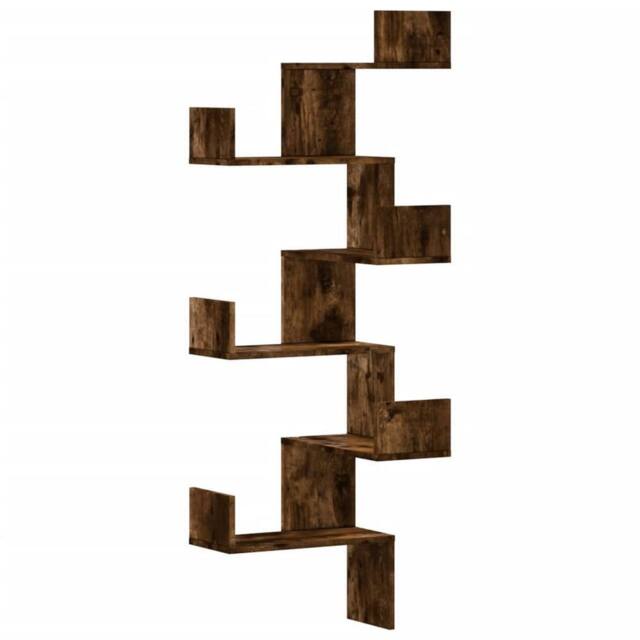 Berkfield Home Wall Corner Shelf Smoked Oak 45x45x147 cm Engineered Wood in Brown - Size: 45 x 45 x 147 cm - image 1