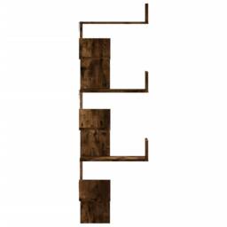 Berkfield Home Wall Corner Shelf Smoked Oak 45x45x147 cm Engineered Wood in Brown - Size: 45 x 45 x 147 cm - thumbnail 5