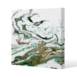 Benjamin Tate Design Green & Gold Marble (Canvas Print) / 77 x 77 x 4cm in Natural - Size: 77 x 77 x 4 cm - thumbnail 1