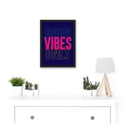 Artery8 Positivity Good Vibes Only Typography Artwork Framed Wall Art Print A4 in Black - thumbnail 2