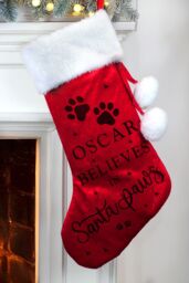 Personalised Memento Company Personalised Santa Paws Christmas Red Stocking - thumbnail 4