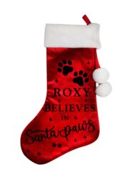 Personalised Memento Company Personalised Santa Paws Christmas Red Stocking