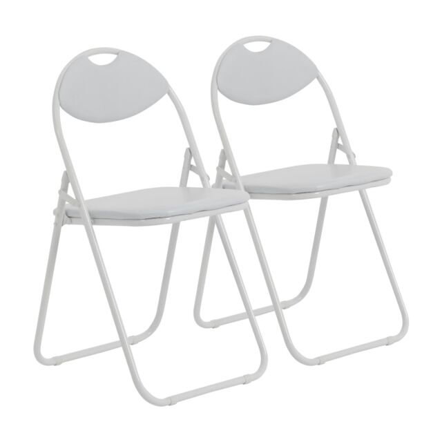 Harbour Housewares Padded Folding Chairs 44cm Pack of 2 in White - image 1