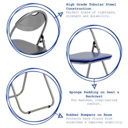 Harbour Housewares Padded Folding Chairs 44cm Pack of 2 in White - thumbnail 2