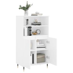 Berkfield Home Highboard White 60x36x110 cm Engineered Wood - Size: 60 x 36 x 110 cm - thumbnail 4
