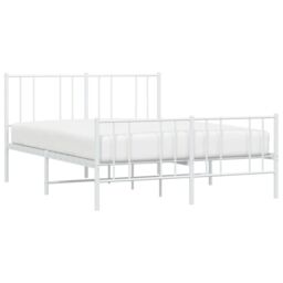 Berkfield Home Metal Bed Frame with Headboard & Footboard White 150x200 cm King Size - thumbnail 3