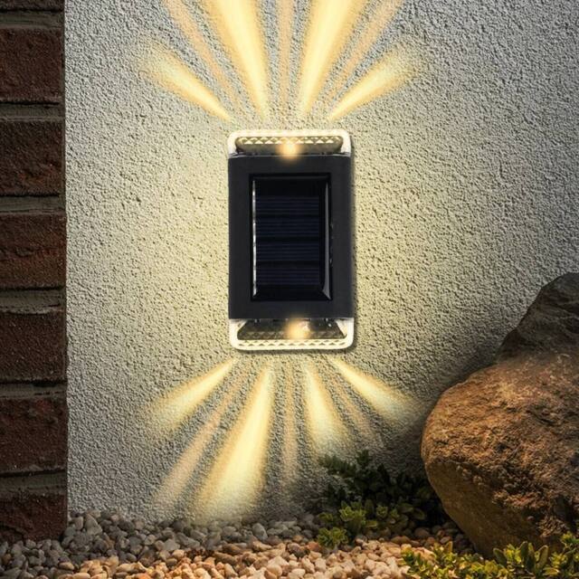 Havendro 4PCS WARM WHITE SOLAR POWERED DOOR FENCE WALL LIGHTS in Black - image 1
