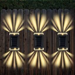 Havendro 4PCS WARM WHITE SOLAR POWERED DOOR FENCE WALL LIGHTS in Black - thumbnail 3