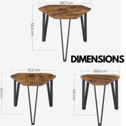 Rafaelo Mobilia Set Of 3 Industrial Nesting Tables Rustic Brown in Dark Brown - thumbnail 6