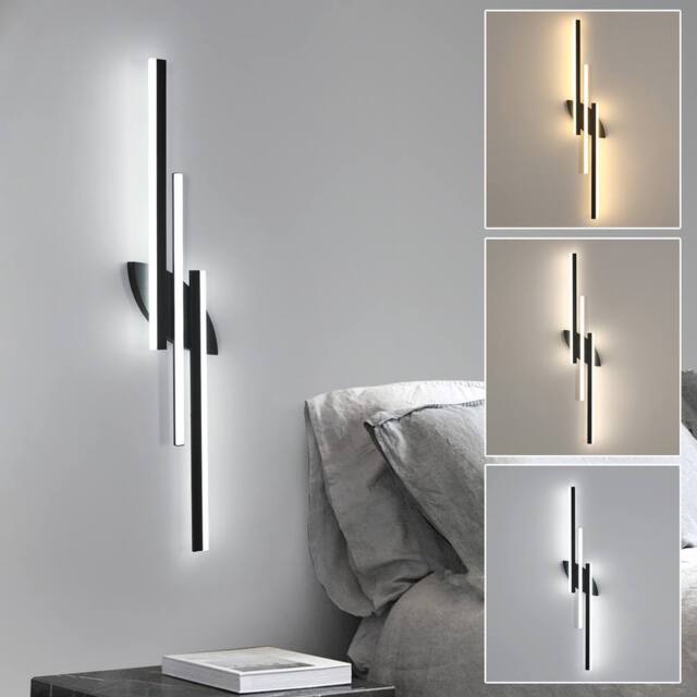 Goeco Modern Minimalist LED Wall Light, 28W, 100cm Long Linear Wall Lamp in Black - image 1