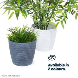 LIVIVO 18cm Plastic Plant Pot Grey Wave Design - thumbnail 7