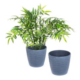 LIVIVO 18cm Plastic Plant Pots - Set of 2 in Grey - thumbnail 1