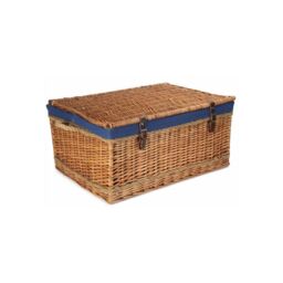 Red Hamper 72cm Double Steamed Rope Handled Wicker Trunk Navy Cotton Lining - thumbnail 3