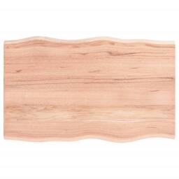 Berkfield Home Table Top Light Brown 80x50x2 cm Treated Solid Wood Oak Live Edge - Size: 80 x 50 x 2 cm - thumbnail 2