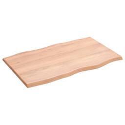 Berkfield Home Table Top Light Brown 80x50x2 cm Treated Solid Wood Oak Live Edge - Size: 80 x 50 x 2 cm - thumbnail 3
