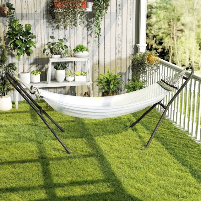 OUTSUNNY 9ft Hammock Stand Adjustable with Non-Slip Feet, 150 kg Capacity in Black - image 1