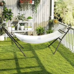 OUTSUNNY 9ft Hammock Stand Adjustable with Non-Slip Feet, 150 kg Capacity in Black - thumbnail 1