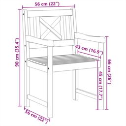 Berkfield Home Garden Chairs 4 pcs 56x55.5x90 cm Solid Wood Acacia in Brown - thumbnail 9