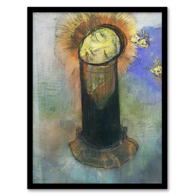 Artery8 Odilon Redon Framed Wall Art Print Head of John the Baptist on Pillar - Size: A4 - image 1