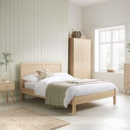Birlea Double Bed Frame Oak Brown Wooden Herringford 4ft 6 135cm in Light Oak