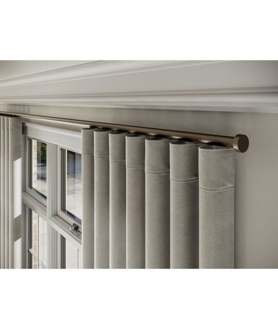 New Edge Blinds 28mm Styleline Gliding Curtain Pole Set with Stud End - Taupe - Size: 240 cm - image 1