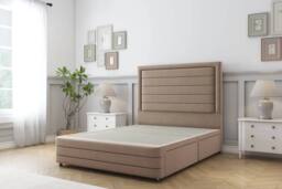 "Comfort Beds Anna Plush Divan Base No Drawers - 26"" Headboard-Footboard in Taupe - Size: King" - thumbnail 3
