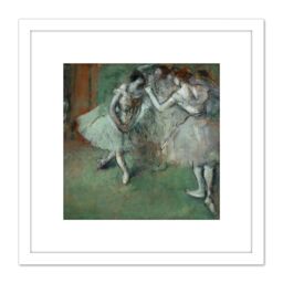 Artery8 Edgar Degas A Group Of Dancers 8X8 Inch Square Wooden Framed Wall Art Print Picture with Mount in White - thumbnail 1