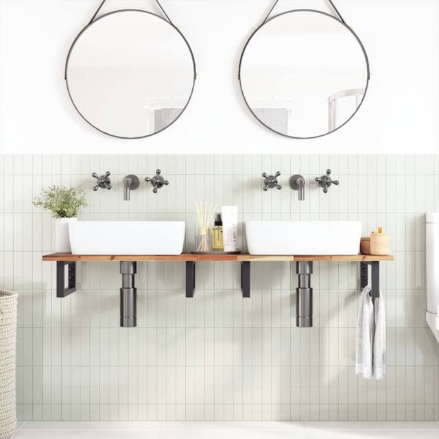 Berkfield Home Bathroom Vanity Top Oil Finished 140x40x2 cm Solid Wood Acacia in Brown - Size: 140 x 40 x 2 cm - image 1