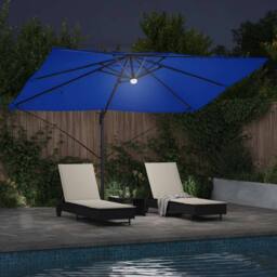 Berkfield Home Modern Azure Blue Cantilever Umbrella Azure blue Polyester canopy - thumbnail 4
