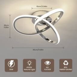 Pheashine Chrome Intertwined Clover LED Ceiling Light, 30W 4500K Neutral White - thumbnail 2