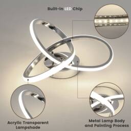 Pheashine Chrome Intertwined Clover LED Ceiling Light, 30W 4500K Neutral White - thumbnail 3