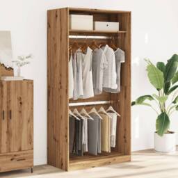 Berkfield Home Wardrobe Artisian Oak 100x50x200 cm Engineered Wood in Brown - Size: 100 x 50 x 200 cm - thumbnail 3