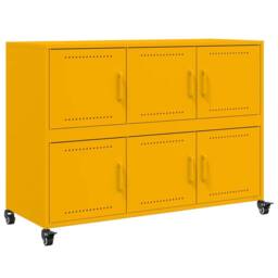 Berkfield Home Sideboard Mustard Yellow 100.5x39x72 cm Steel - thumbnail 1