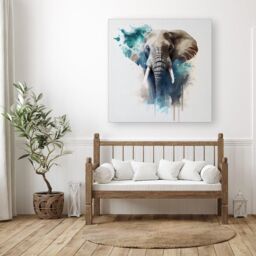 Warren Reed - Designer Majestic Elephant Splashart Canvas in Grey - Size: w10 inch x h10 inch - thumbnail 3