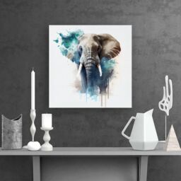 Warren Reed - Designer Majestic Elephant Splashart Canvas in Grey - Size: w10 inch x h10 inch - thumbnail 2