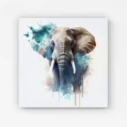 Warren Reed - Designer Majestic Elephant Splashart Canvas in Grey - Size: w10 inch x h10 inch - thumbnail 1
