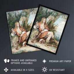 "Artery8 Resting Hunter with Partridge by a Tree Schouman Wall Art Poster Print - Size: W24"" x H32""" - thumbnail 2
