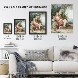 "Artery8 Resting Hunter with Partridge by a Tree Schouman Wall Art Poster Print - Size: W24"" x H32""" - thumbnail 3