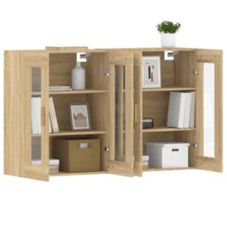 Berkfield Home Wall Mounted Cabinets 2 pcs Sonoma Oak Engineered Wood in Brown - thumbnail 4