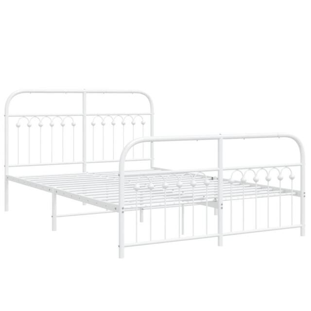 Berkfield Home Metal Bed Frame without Mattress with Footboard White 140x200cm - Size: 140x200 cm - image 1
