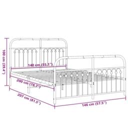 Berkfield Home Metal Bed Frame without Mattress with Footboard White 140x200cm - Size: 140x200 cm - thumbnail 8