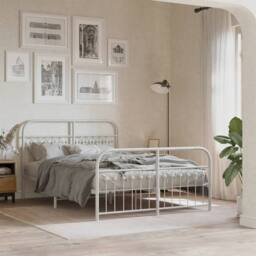 Berkfield Home Metal Bed Frame without Mattress with Footboard White 140x200cm - Size: 140x200 cm - thumbnail 2